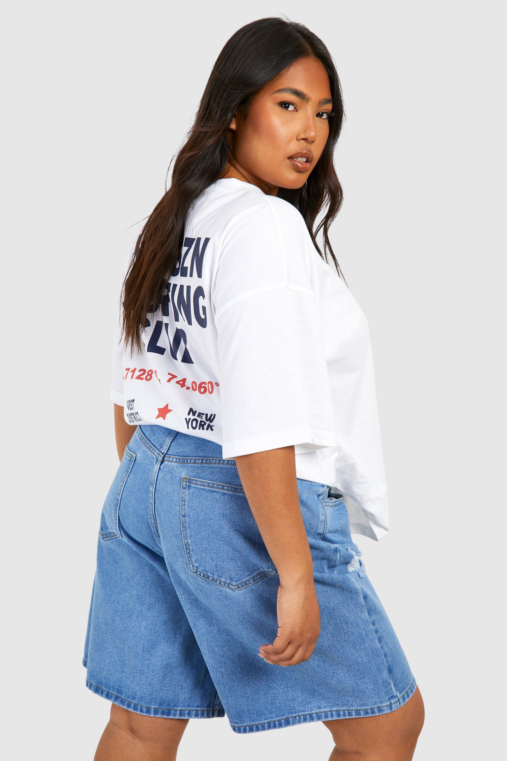 Denim hot sale longline shorts